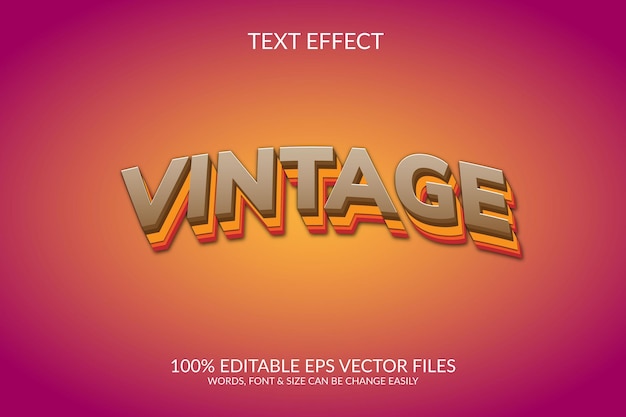 Vintage 3d fully editable vector eps text effect illustration template design