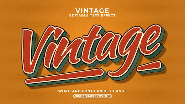 Vintage 3D-script teksteffect Retro getextureerde lettertype vectorillustratie