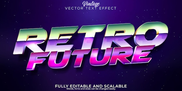 Vintage 80s text effect editable retro future and cyber space text style