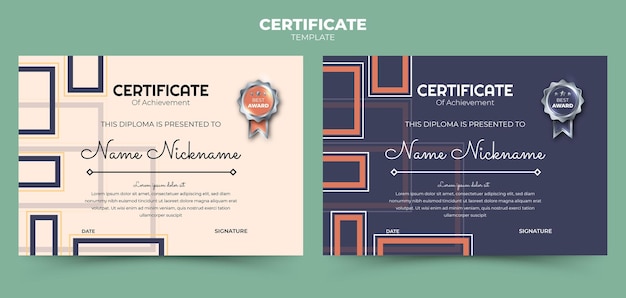 Vintage abstract gradient background set certificate template