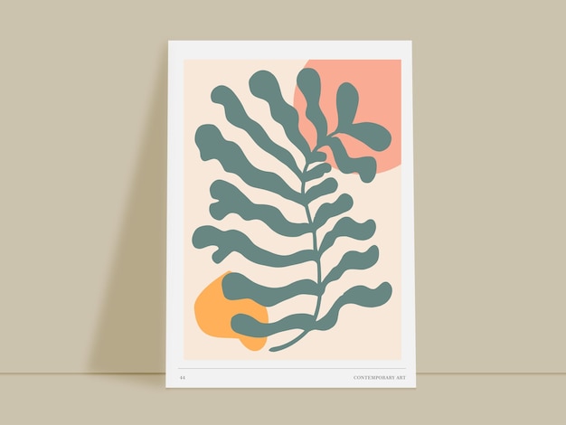 Vector vintage abstract matisse style inspired branch poster for wall decoration