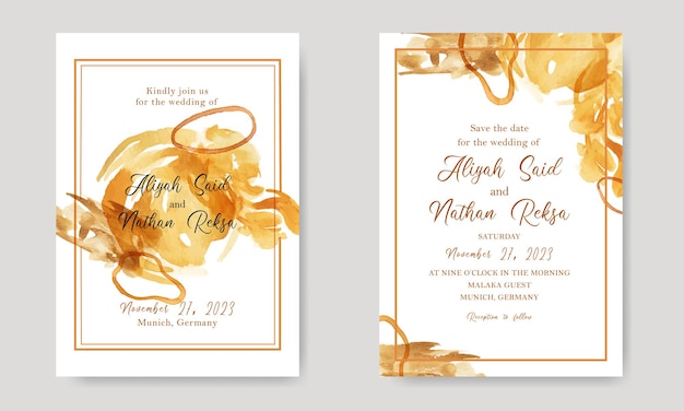 Vintage Abstract Watercolor Invitation Card Template