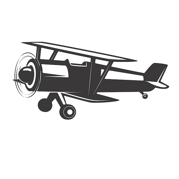 Vector vintage aeroplane illustration  on white background.  elements for logo, label, emblem, sign.  illustration