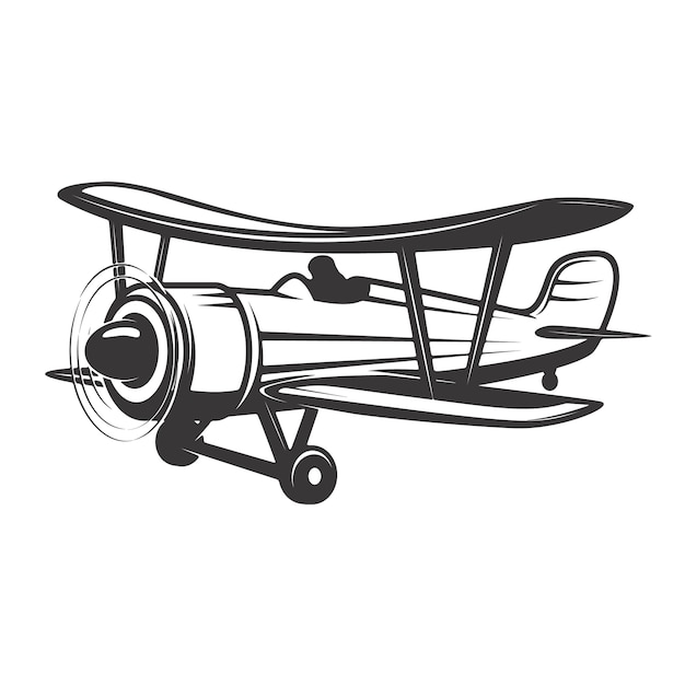 Vector vintage aeroplane illustration  on white background.  elements for logo, label, emblem, sign.  illustration