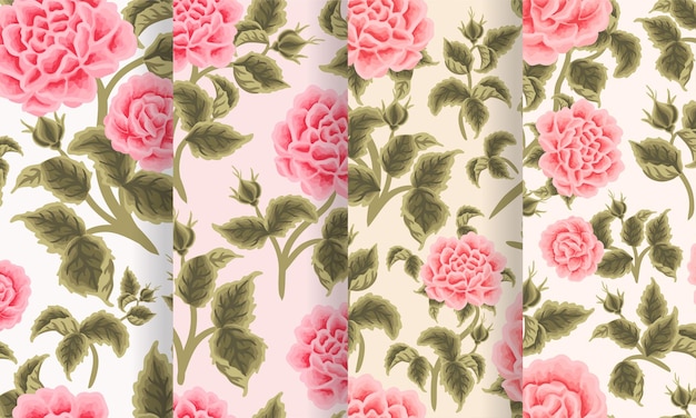 Набор винтажных эстетических цветочных хризантем без швов для украшения фона из ткани и бумаги
