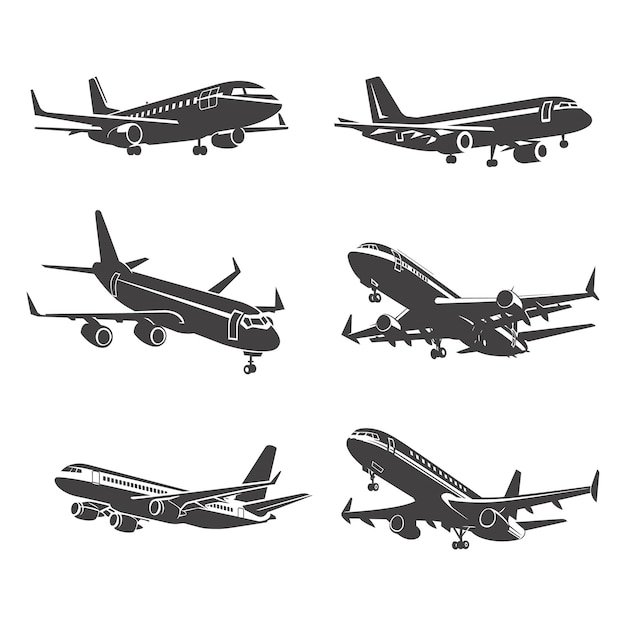 Vintage Aircraft Silhouettes Retro Collection