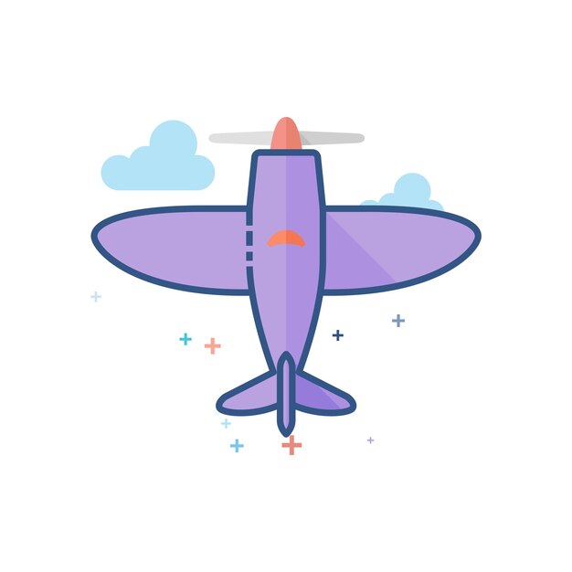 Vintage airplane icon flat color style vector illustration