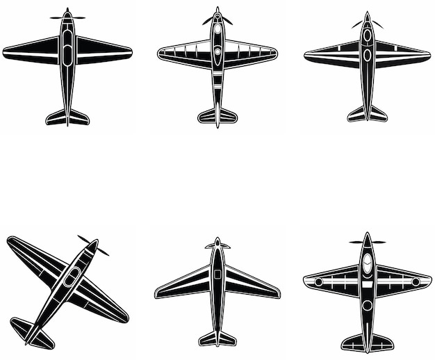 vintage airplane top view illustrations