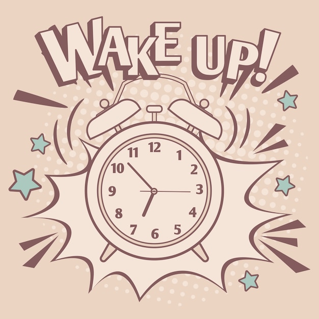 Vector vintage alarm wake up poster