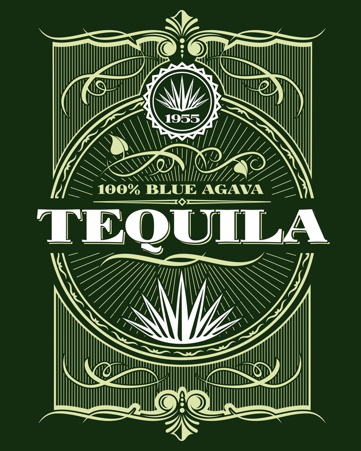 Vector vintage alcohol tequila drankje fles etiket