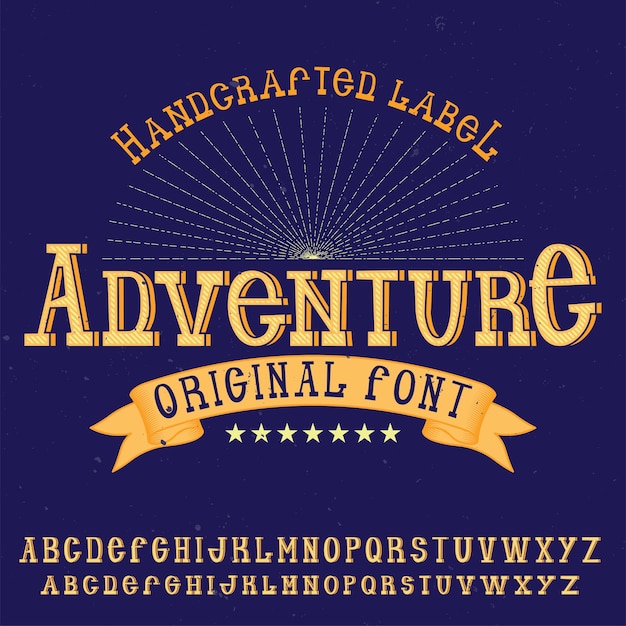 Vintage alfabet lettertype genaamd avontuur.