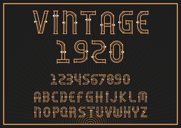 Vector vintage alfabet lettertype met letters en cijfers