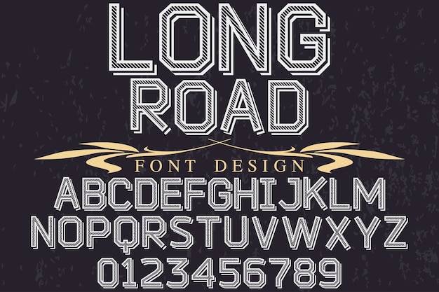 Vintage alfabet lettertype ontwerp lange weg