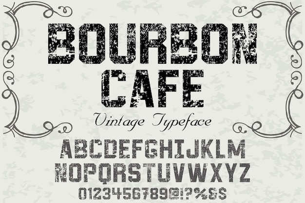 Винтажный алфавит бурбон кафе