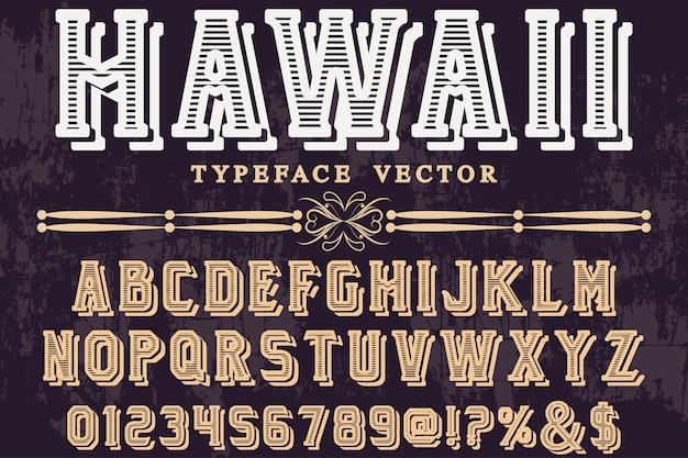 Vintage alphabet font design hawaii