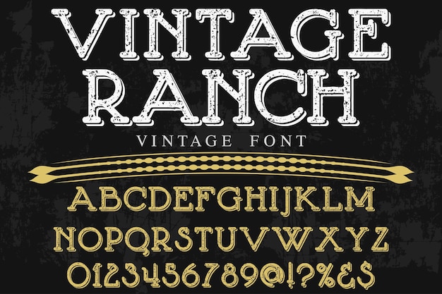 Ranch di stile grafico vintage alfabeto