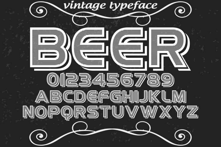 Vector 빈티지 알파벳 라벨 디자인 맥주