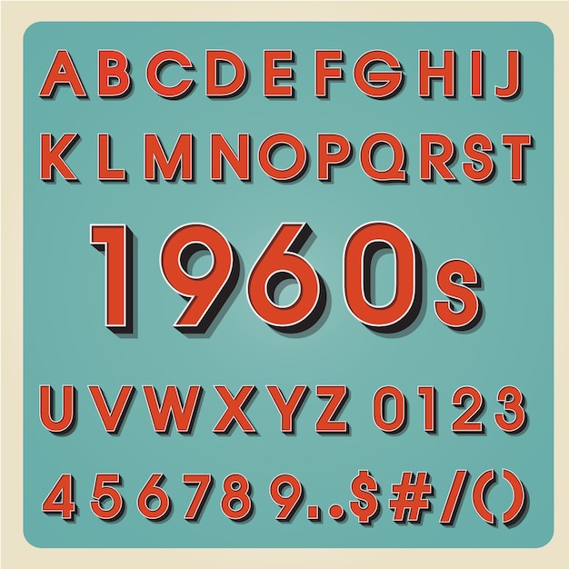 Vettore alfabeto vintage tipo di carattere retrò. lettere 3d tipografia per il tuo design
