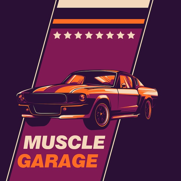 Vintage american car vector silhouette