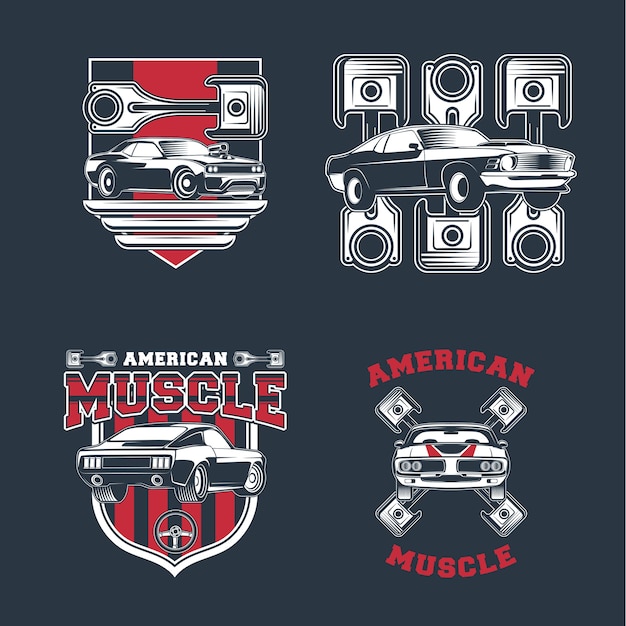 Vector vintage american muscle car silhouette