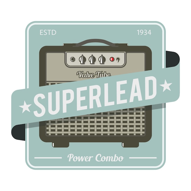 Vintage amplifier badge vector illustration