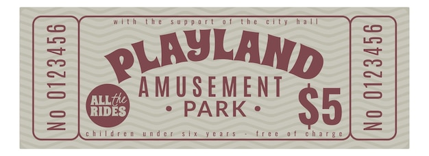 Vintage amusement park ticket design entertainment pass
