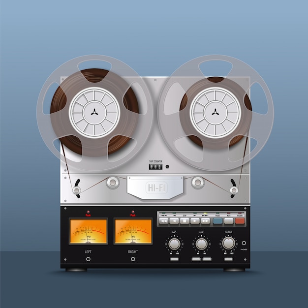 Vintage analog reel tape recorder. retro style