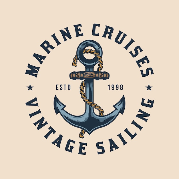 Vintage Anchor and ship rope marine cruise design