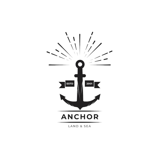 Vintage anchor vector illustration badge logo design