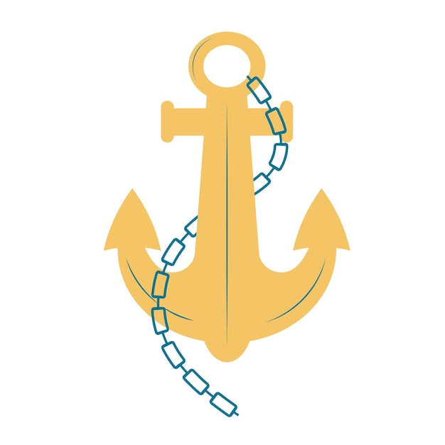 Vintage anchor with chain Vector illustration