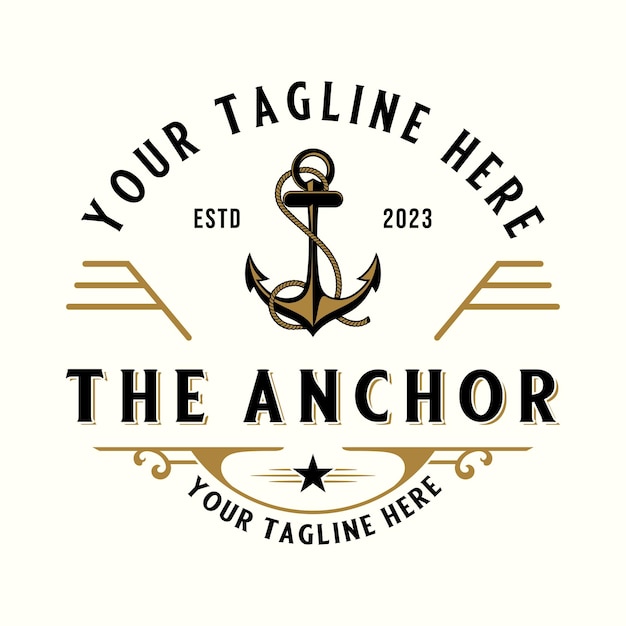 Vector vintage anker logo anker lus en touw maritiem bedrijf ontwerp