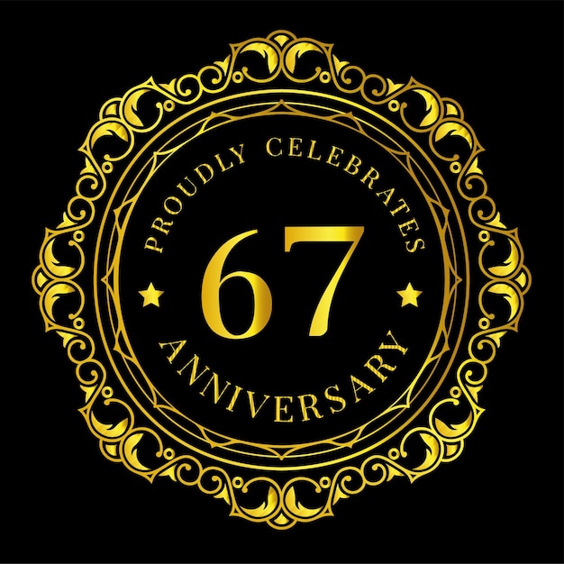 Vintage anniversary golden emblem on black background for celebrations