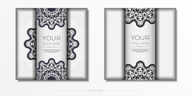 Vintage ansichtkaart in witte kleur met abstract ornament vector design