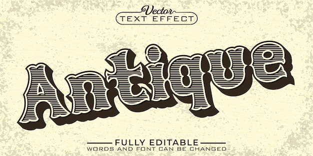 Vector vintage antique editable text effect template