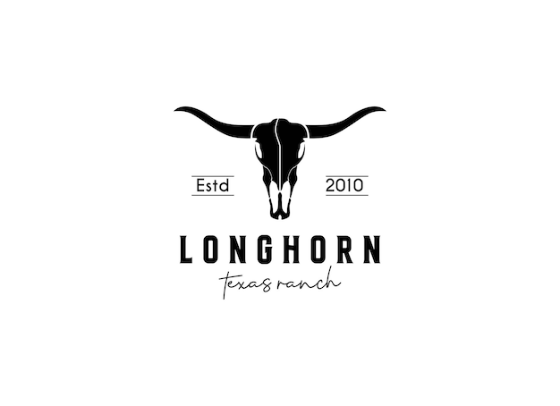 Vintage apparel logo with longhorn skull