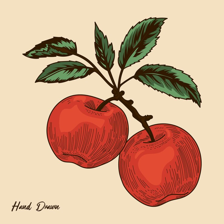 Vector vintage apple vector stock illustration hand drawn vintage apple vector