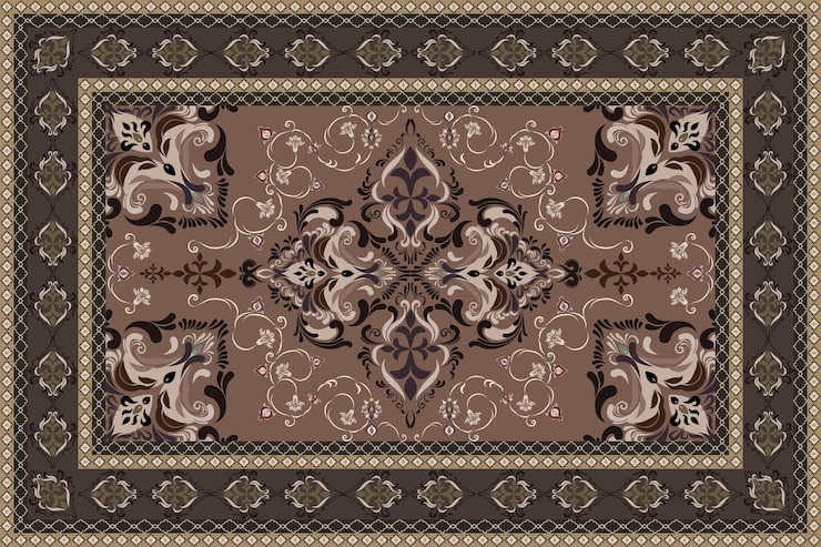 Vector vintage arabic patternpersian colored carpetrich ornament for fabric designhandmadeinterior