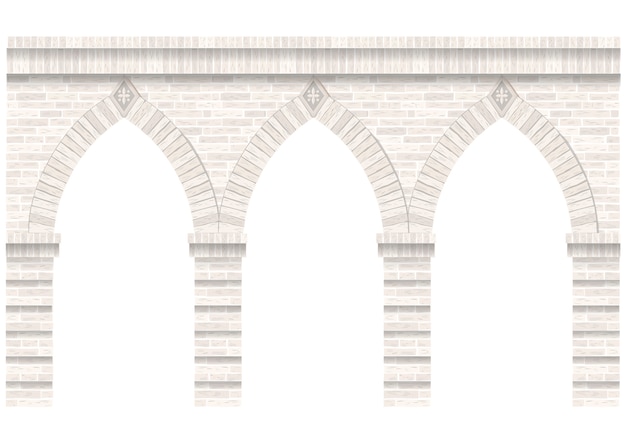 Вектор Старинная аркада из каменной кладки. стена и фасад