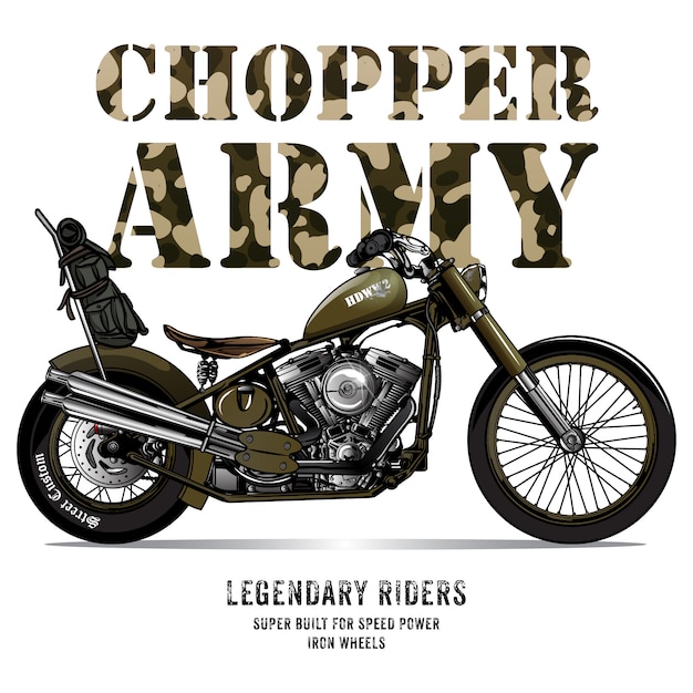 Vector vintage army motorcycle poster