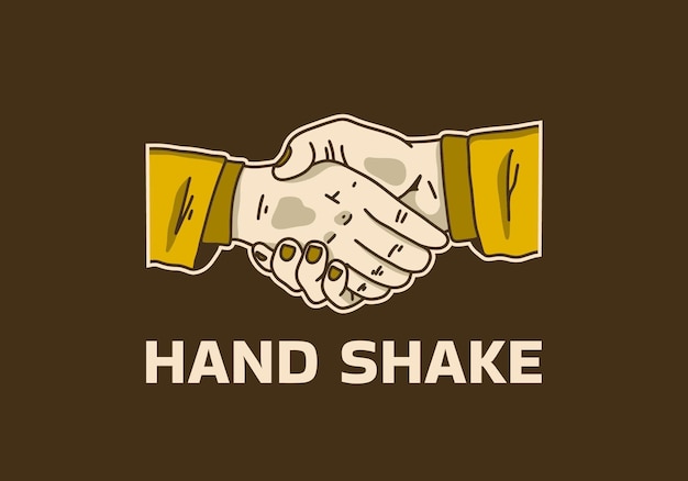 Vintage art illustration of shaking hands