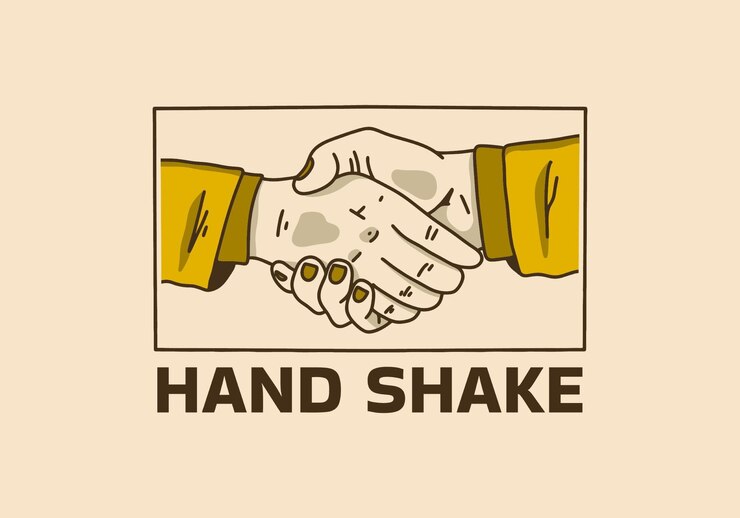 Vector vintage art illustration of shaking hands