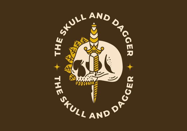 Vintage art illustration of the skull and the dagger