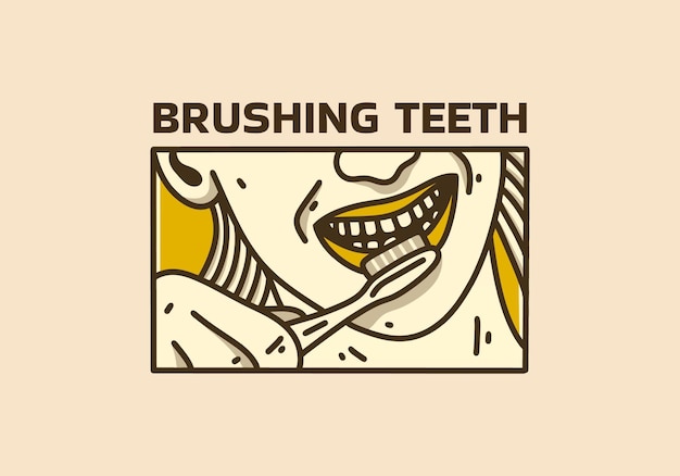 Винтажная художественная иллюстрация женщины, чистящей зубы