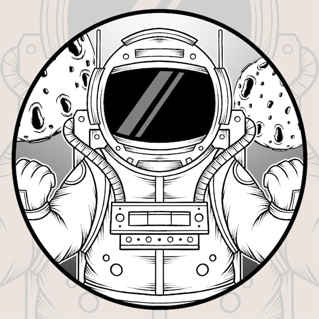 Astronauta d'epoca nell'illustrazione dello spazio