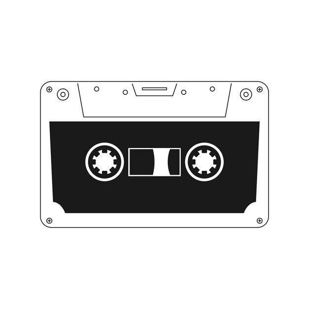 Вектор Винтажный аудио кассетный магнитофон для музыки звук икона иллюстрация