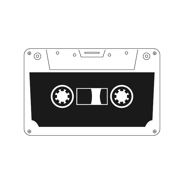 Vintage Audio Cassette Tape Recorder for Music Sound Icon Illustration