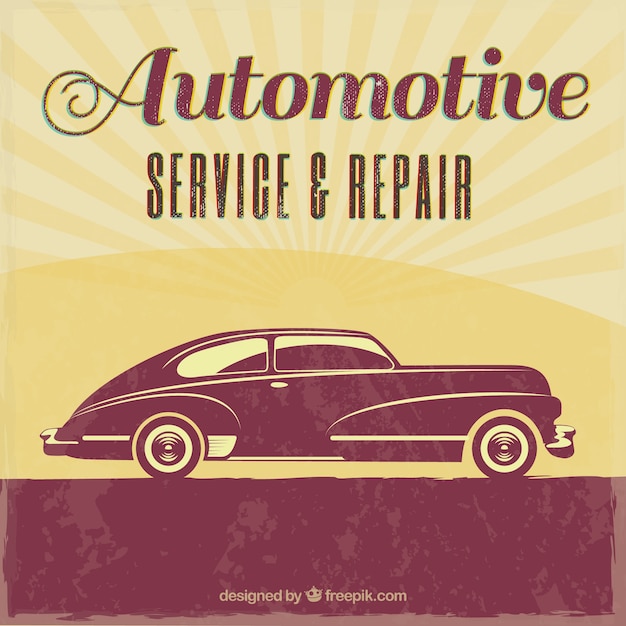 Vector vintage auto repair retro poster