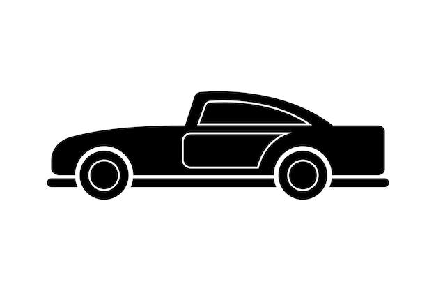 Vintage auto silhouet pictogram platte vectorillustratie voor auto of voertuig ontwerpelement