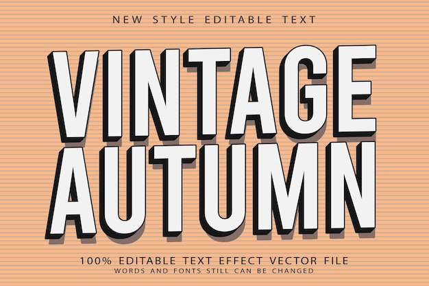 Vintage autumn editable text effect emboss vintage style