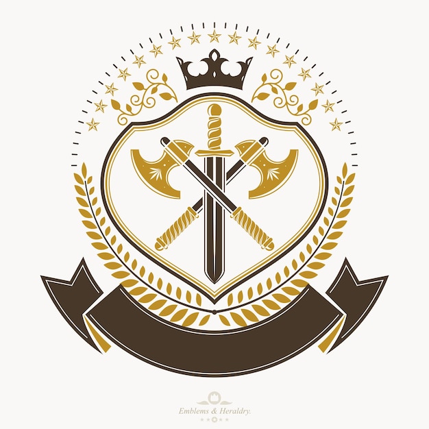 Vintage award design, vintage heraldic Coat of Arms. Vector emblem.